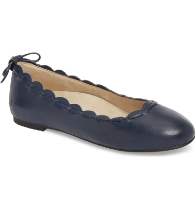 Jack Rogers Lucie Ii Scalloped Flat In Midnight Blue Leather