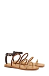 Larroude Santorini Twist Strap Sandal In Brown/ Beige