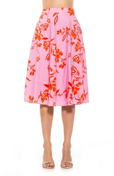 Alexia Admor Mabel Flared Midi Skirt In Pink Floral