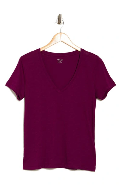 Madewell V-neck Short Sleeve T-shirt In Mulled Wine