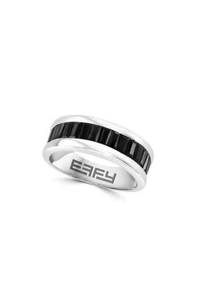 Effy Sterling Silver Spinel Inlay Ring In Black