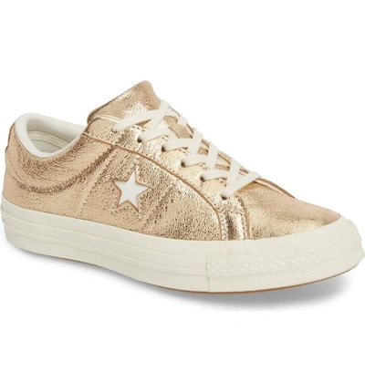Converse One Star Heavy Metal Low Top Sneaker In Gold Leather
