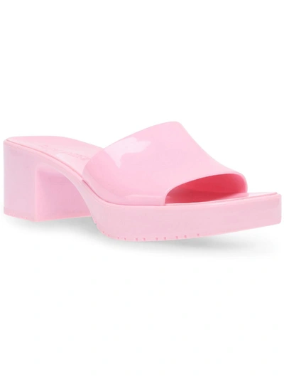 Steve Madden Harlin Womens Square Toe Slip On Heel Sandals In Pink