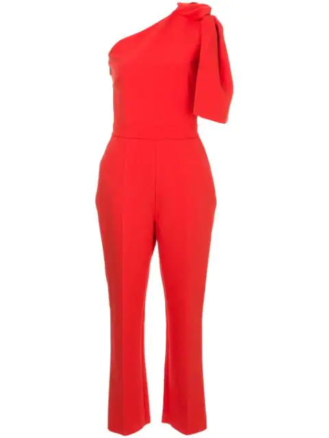 red straight leg jumpsuit