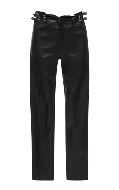 Isabel Marant Meydie Buckle-embellished Stretch Leather Pant In Black