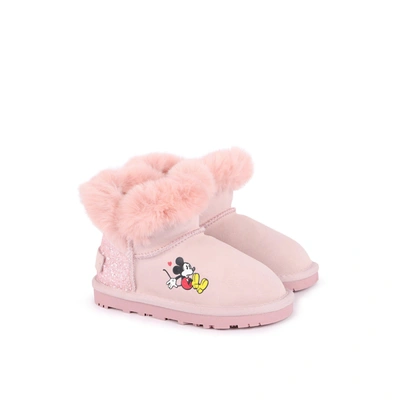 Moa Master Of Arts Kids' Pink Mickey Faux Fur Boots
