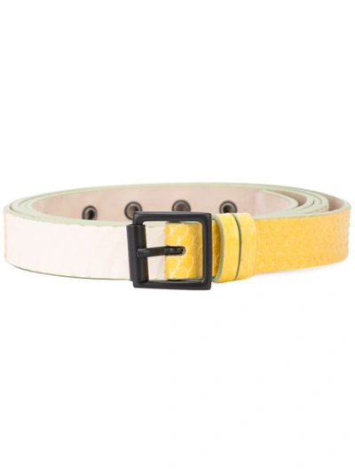 Carolina Herrera Thin Double Wrap Water Snake Belt In Pink