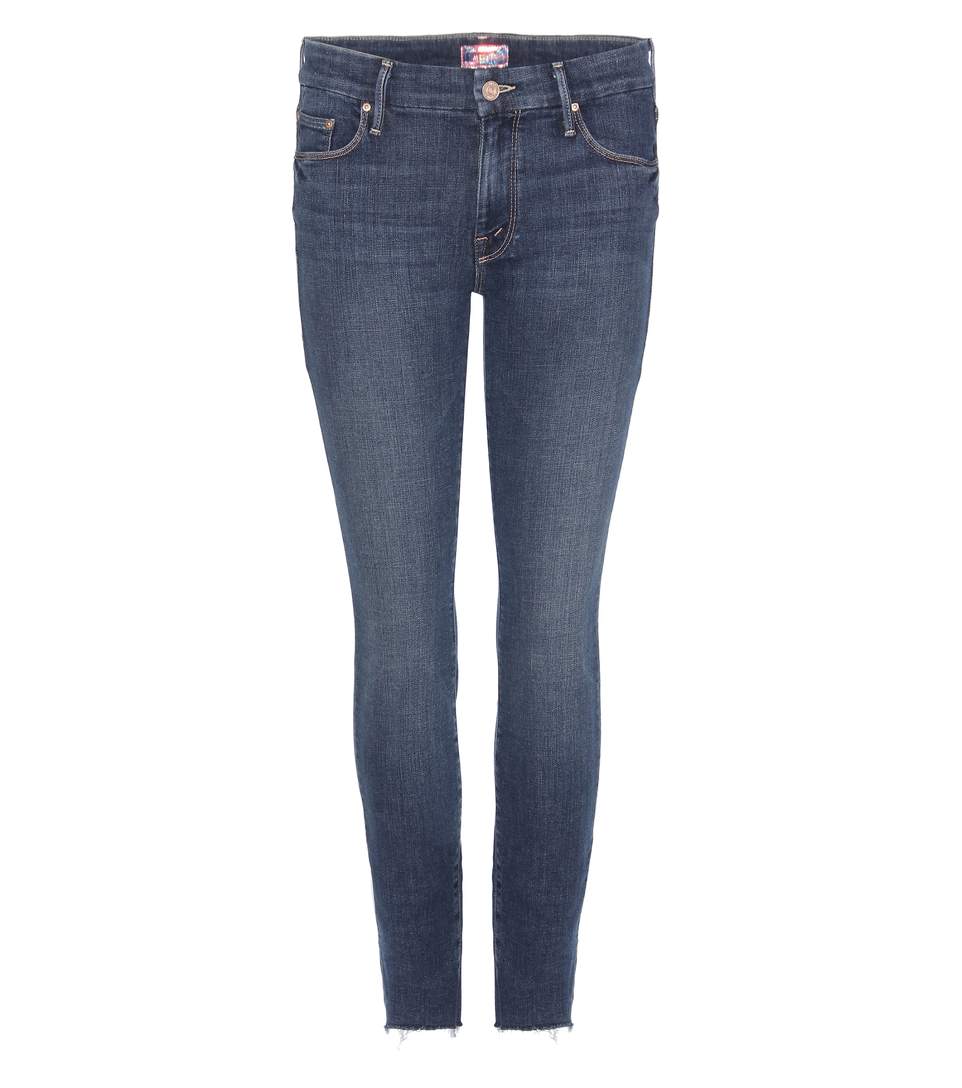 Mother The Looker Mid-rise Ankle Skinny Fray Hem Jeans In Blue | ModeSens