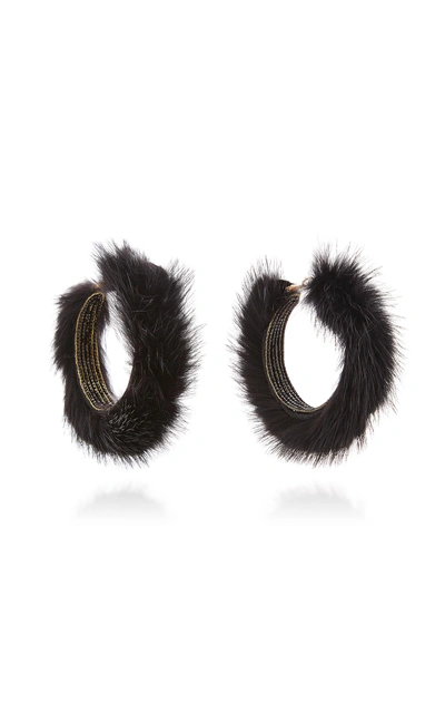 Ranjana Khan Black Mink Hoops