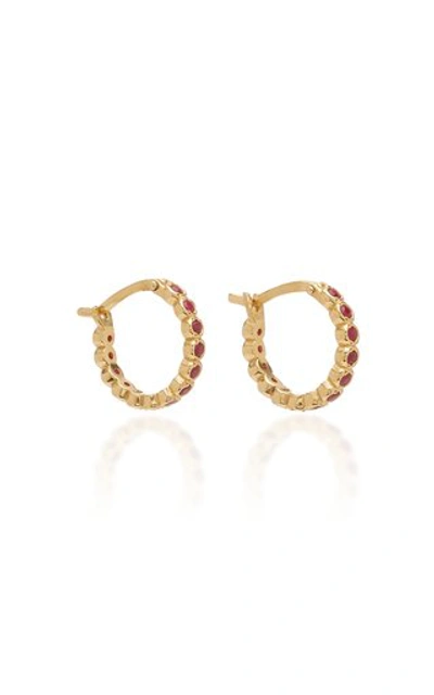 Octavia Elizabeth Chloe Ruby And 18k Gold Hoop Earrings In Red