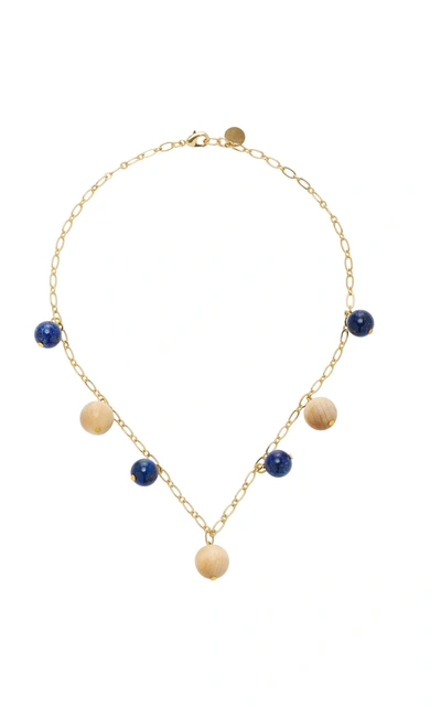 Sophie Monet The Luna Gold-plated Lapis And Pine Necklace In Neutral