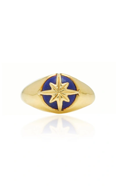 Theodora Warre Star Lapis Gold-plated Sterling Silver Pinky Ring. In Blue