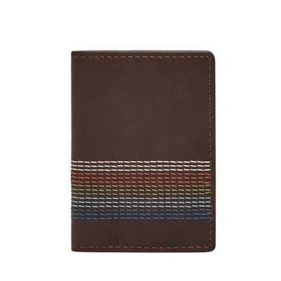 Fossil Men's Cillian Leather Card Case Bifold In Brown