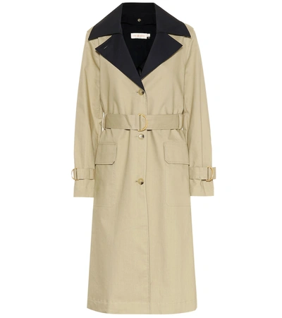 Tory Burch Ashby Two-tone Cotton-canvas Trench Coat In Beige