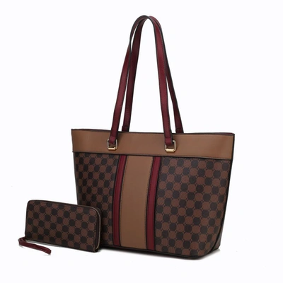 Mkf Collection By Mia K Fabiola Vegan Leather Women's Tote Bag With Wallet -2 Piece Set In Multi