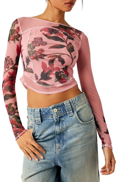 Free People Bettys Garden Long-sleeve Top In Pink Combo