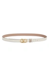 Valentino Garavani Vlogo Buckle Reversible Leather Belt In Light Ivory-rose Cannelle