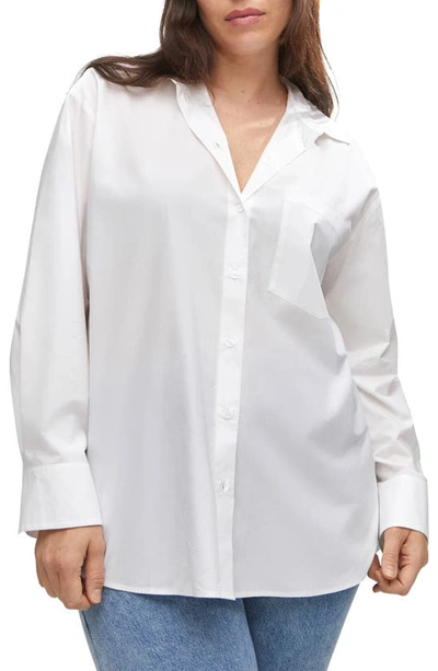 Mango Oversize Cotton Button-up Shirt In Off White