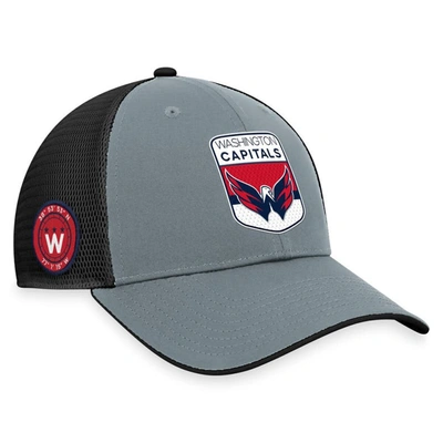 Fanatics Branded  Grey/black Washington Capitals Authentic Pro Home Ice Trucker Adjustable Hat In Grey,black
