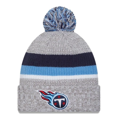 New Era Heather Gray Tennessee Titans Cuffed Knit Hat With Pom