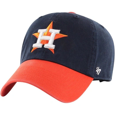 47 ' Navy/orange Houston Astros Clean Up Adjustable Hat In Blue