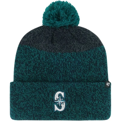47 ' Navy Seattle Mariners Darkfreeze Cuffed Knit Hat With Pom In Green