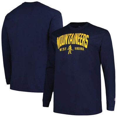 Champion Navy West Virginia Mountaineers Big & Tall Arch Long Sleeve T-shirt