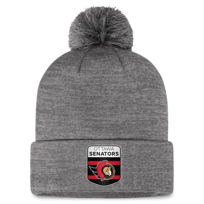 Fanatics Branded  Grey Ottawa Senators Authentic Pro Home Ice Cuffed Knit Hat With Pom