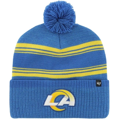 47 ' Royal Los Angeles Rams Fadeout Cuffed Knit Hat With Pom In Gray