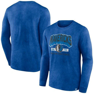 Fanatics Branded Heather Royal Dallas Mavericks Front Court Press Snow Wash Long Sleeve T-shirt