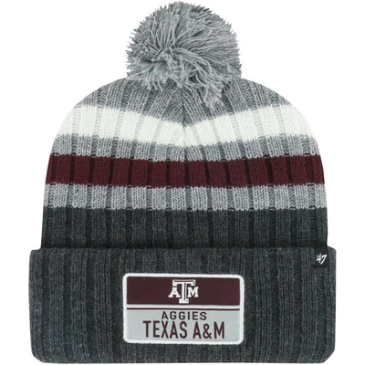 47 ' Charcoal Texas A&m Aggies Stack Striped Cuffed Knit Hat With Pom In Gray