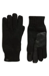 Ugg Fleece Lined Knit Gloves In Black