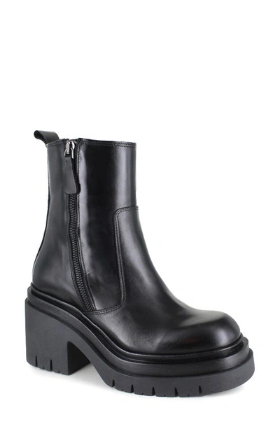 Ziginy Eda Platform Bootie In Black Leather