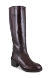 Ziginy Isle Water Resistant Knee High Boot In Brown Leather