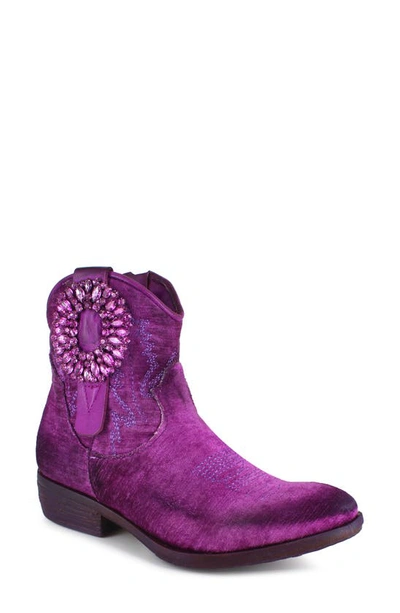 Ziginy Edith Water Resistant Velvet Western Boot In Purple Velvet