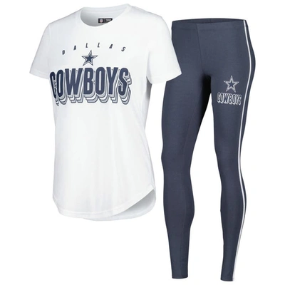 Concepts Sport Women's  White, Charcoal Dallas Cowboys Sonata T-shirt And Leggings Set In White,charcoal