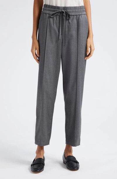 Cinq À Sept Adalie Metallic Pinstripe Trousers In Charcoal