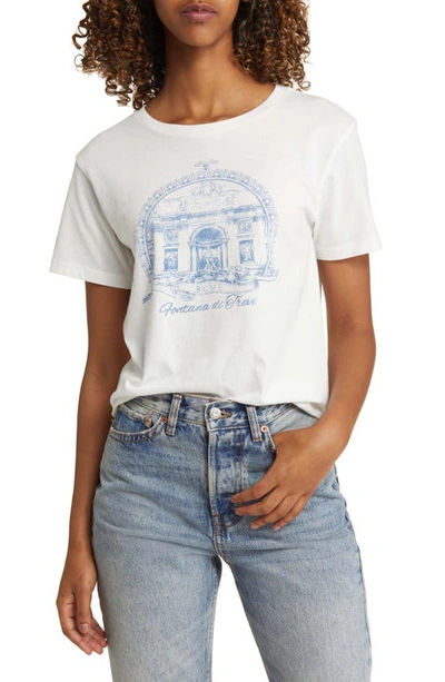 Golden Hour Trevi Fountain Graphic T-shirt In Washed Blanc De Blanc