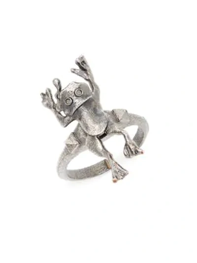 Valentino Garavani Frog Statement Ring In Gunmetal