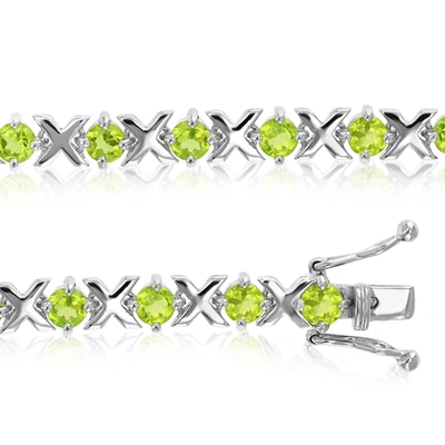 Vir Jewels Sterling Silver Peridot Bracelet (4.20 Ct) In Green