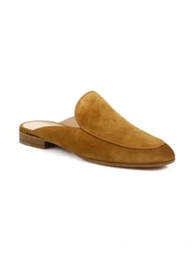 Gianvito Rossi Suede Loafer Slides In Almond