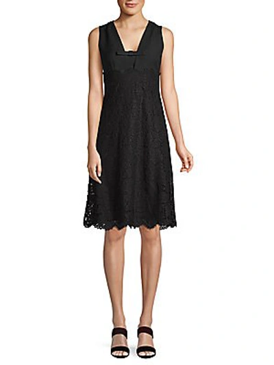 Valentino Scalloped Lace A-line Dress In Nero