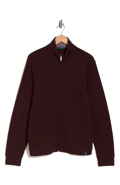 Perry Ellis Textured Mesh Zip-up Jacket In Port