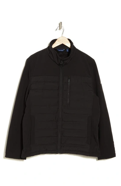 Nautica Water Resistant Quilted Hybrid Jacket In Black