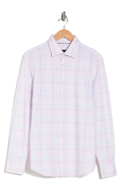 Bugatchi Plaid Stretch Cotton Button-up Shirt In Pink