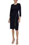 Calvin Klein Ruched Zipper Sheath Dress In Twilight
