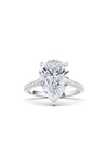 Hautecarat 18k White Gold Pear Cut Diamond Engagement Ring