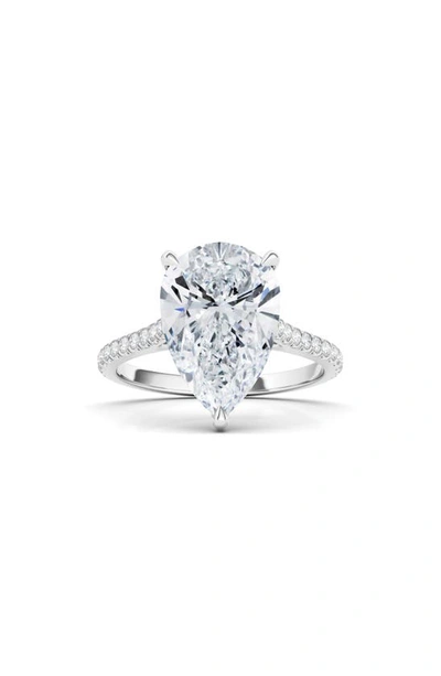 Hautecarat 18k White Gold Pear Cut Diamond Engagement Ring