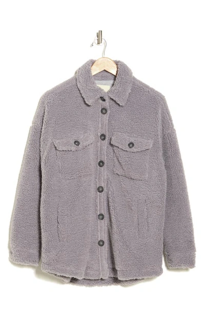 Thread & Supply Faux Shearling Shacket In Storm Grey | ModeSens