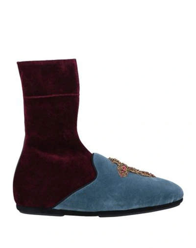 Dolce & Gabbana Man Boot Slate Blue Size 11 Textile Fibers